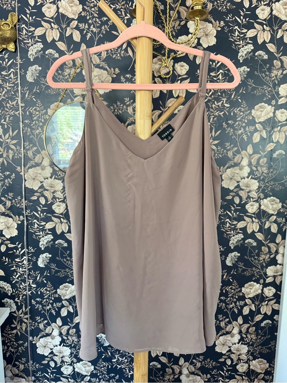 TORRID Taupe V-Neck Satin Cami Tank Top
